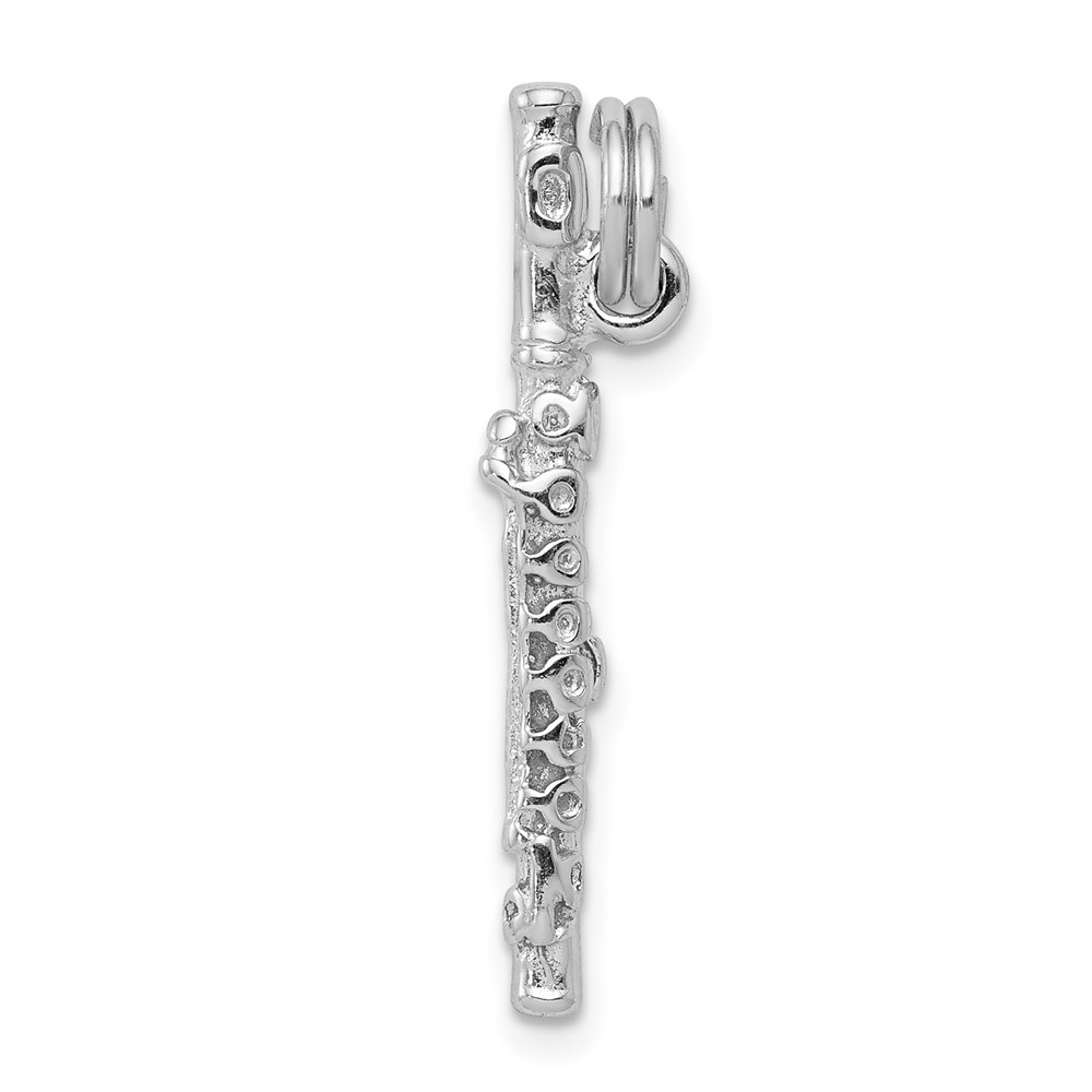 Sterling Silver 3D Polished Flute Pendant