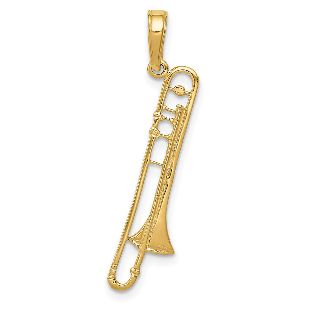 14k Yellow Gold Trombone Pendant