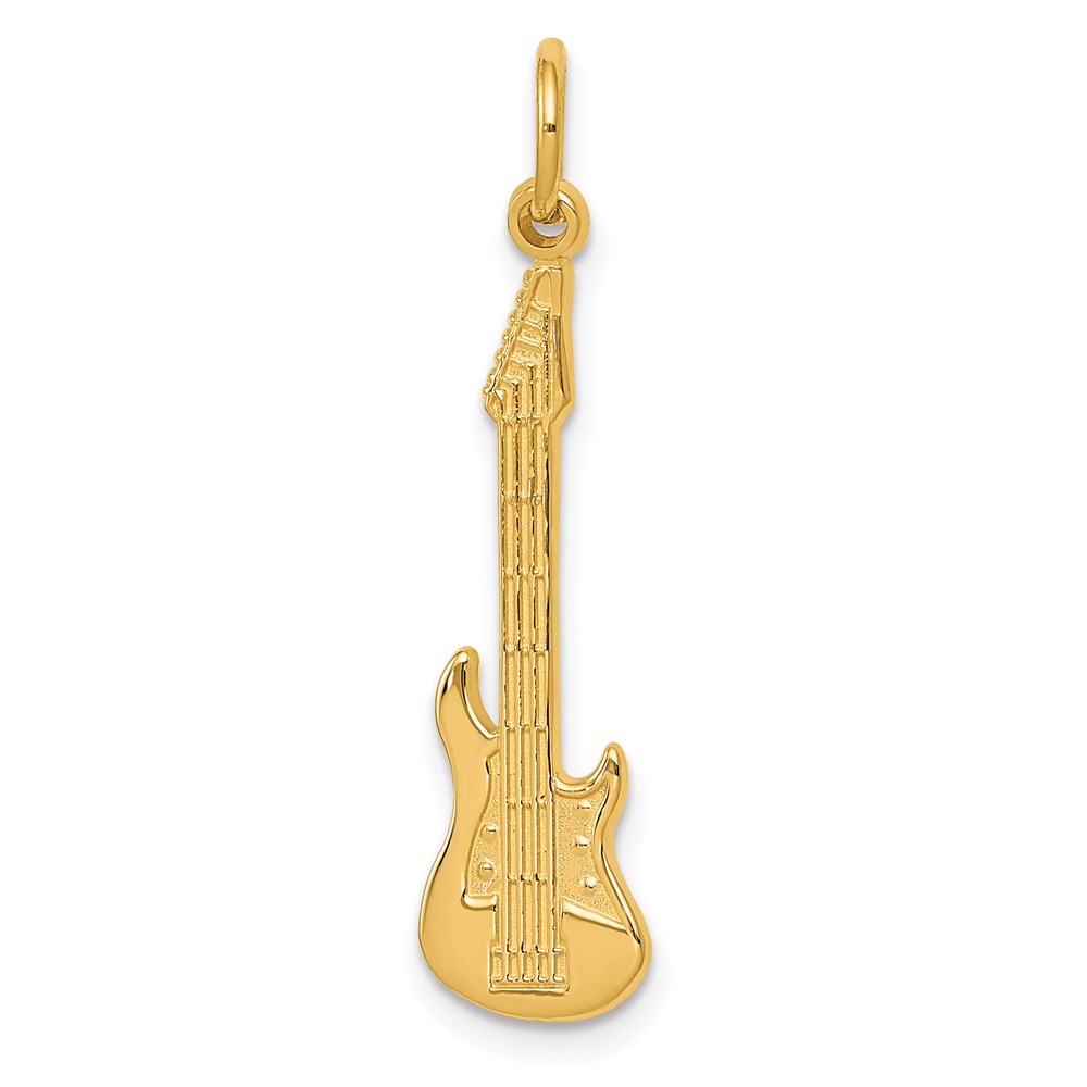 14k Yellow Gold Vertical Electric Guitar Charm