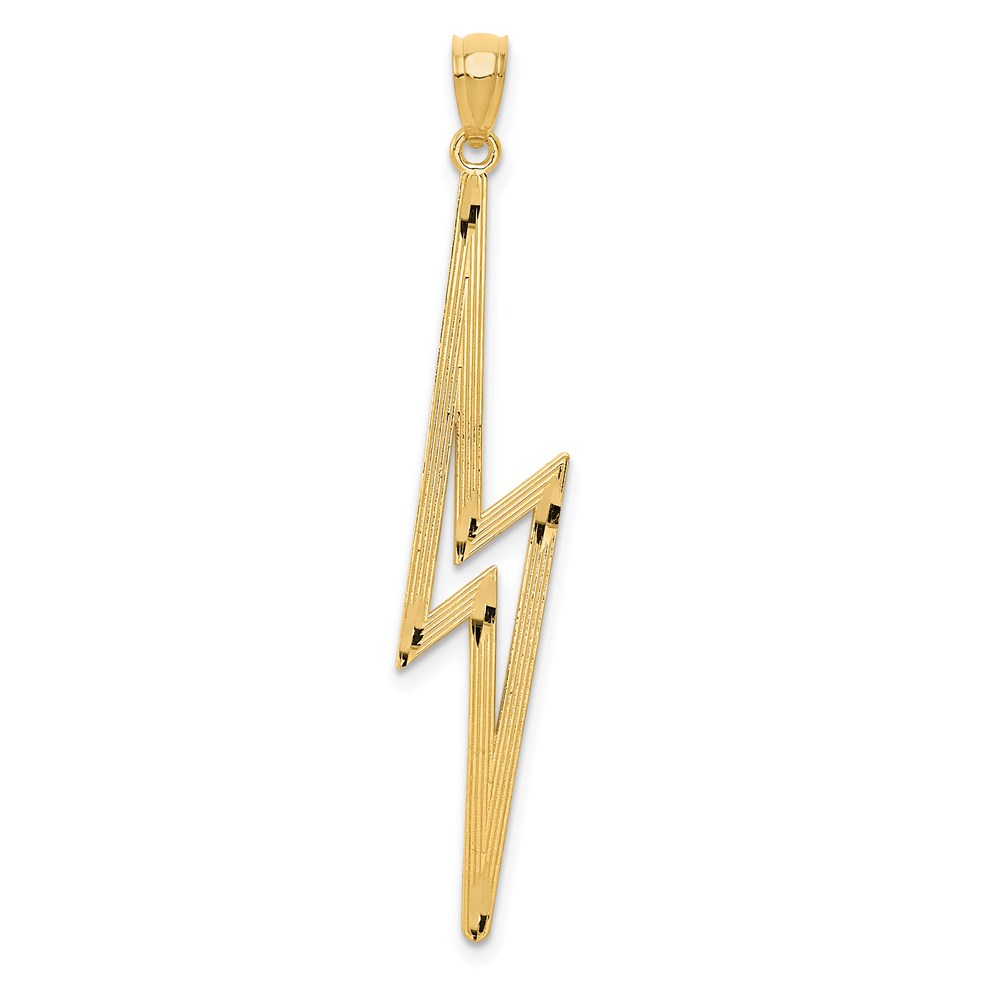 14k Yellow Gold Textured Lightning Bolt Pendant