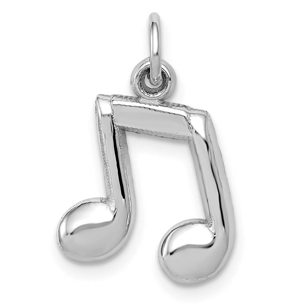 14k White Gold 2D Double Music Note Charm