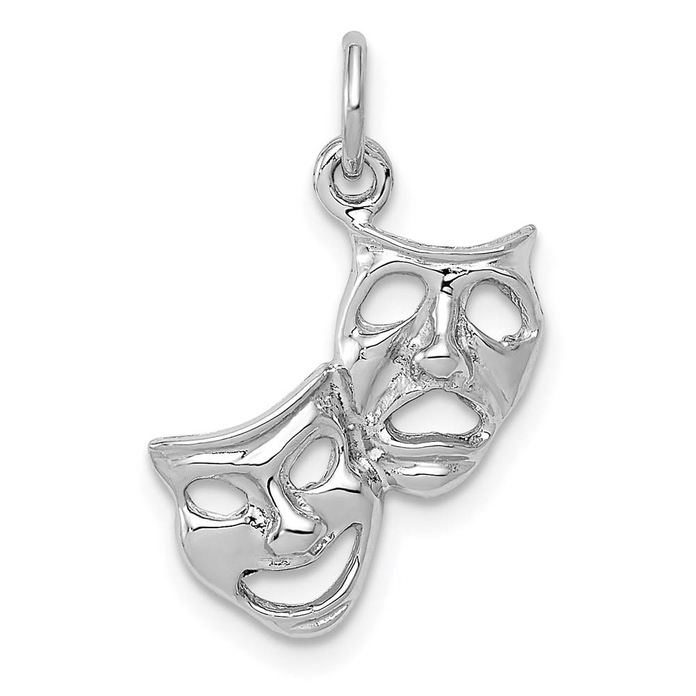 14k White Gold Polished Comedy and Tragedy Mask Charm