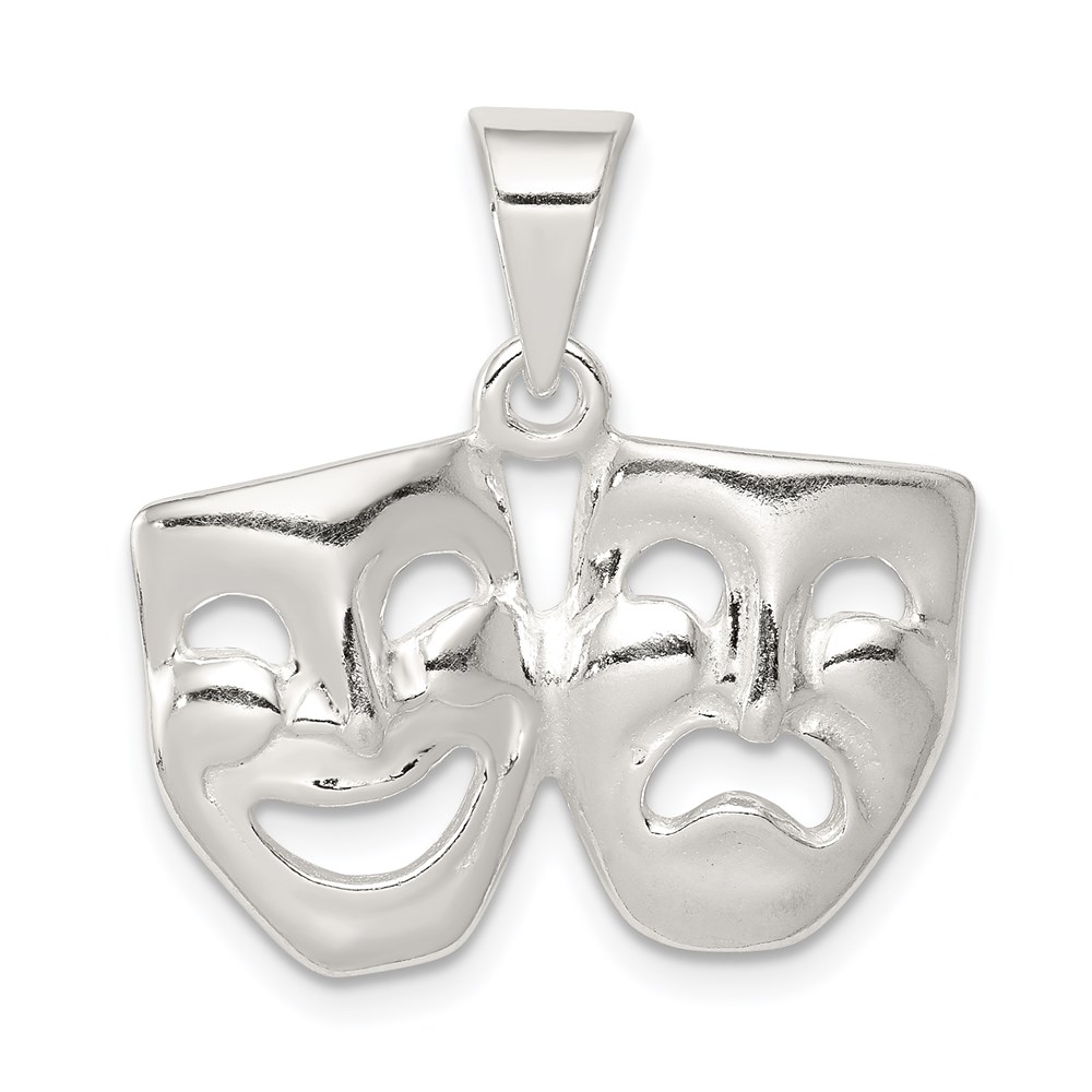 Sterling Silver Polished Comedy and Tragedy Mask Pendant