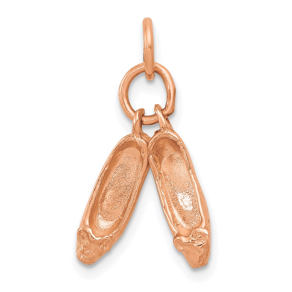 14k Rose Gold 3D Moveable Ballet Slippers Charm