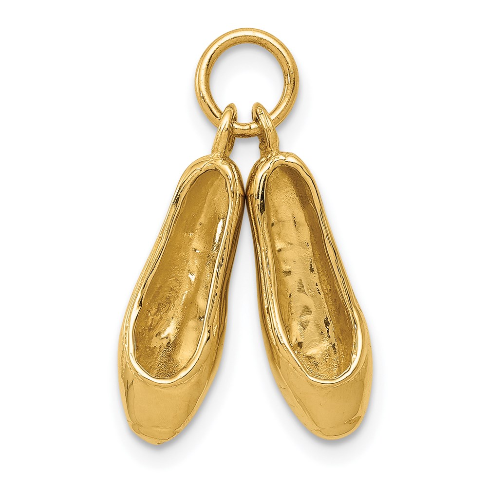 14k Yellow Gold 3D Moveable Ballet Slippers Pendant