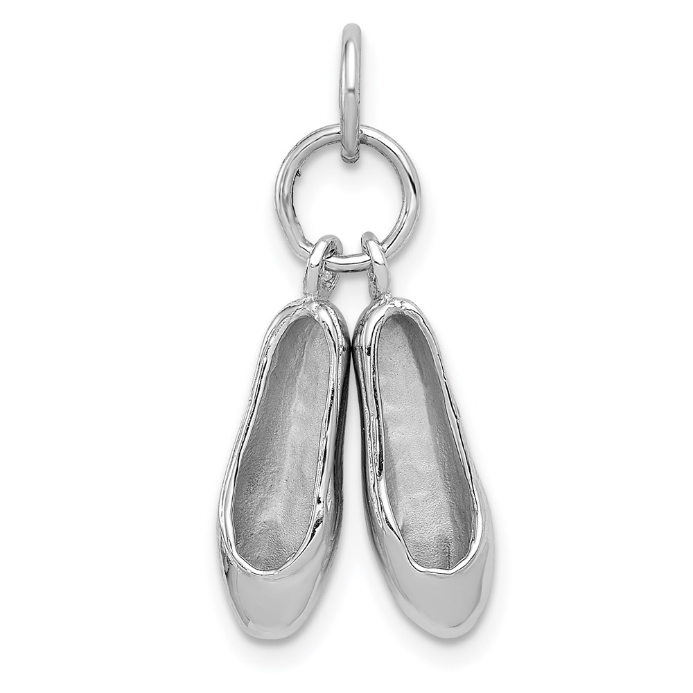 14k White Gold 3D Moveable Ballet Slippers Pendant