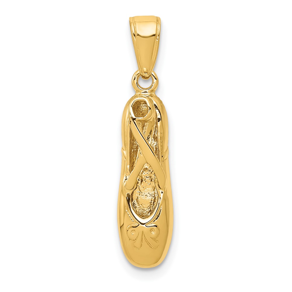 14k Yellow Gold 3D Ballet Slipper Pendant