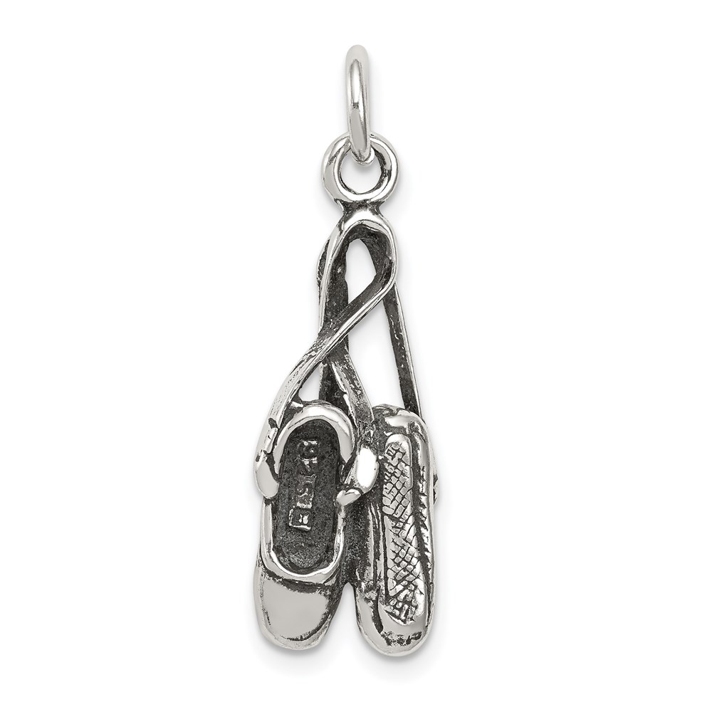 Sterling Silver Antiqued Ballet Shoes Pendant