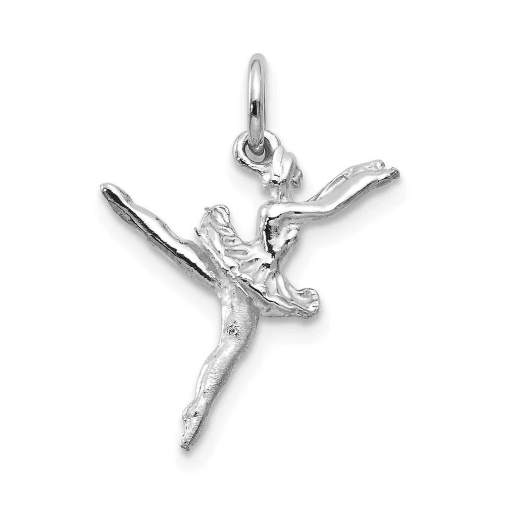 14k White Gold 3D Ballerina Pendant Charm
