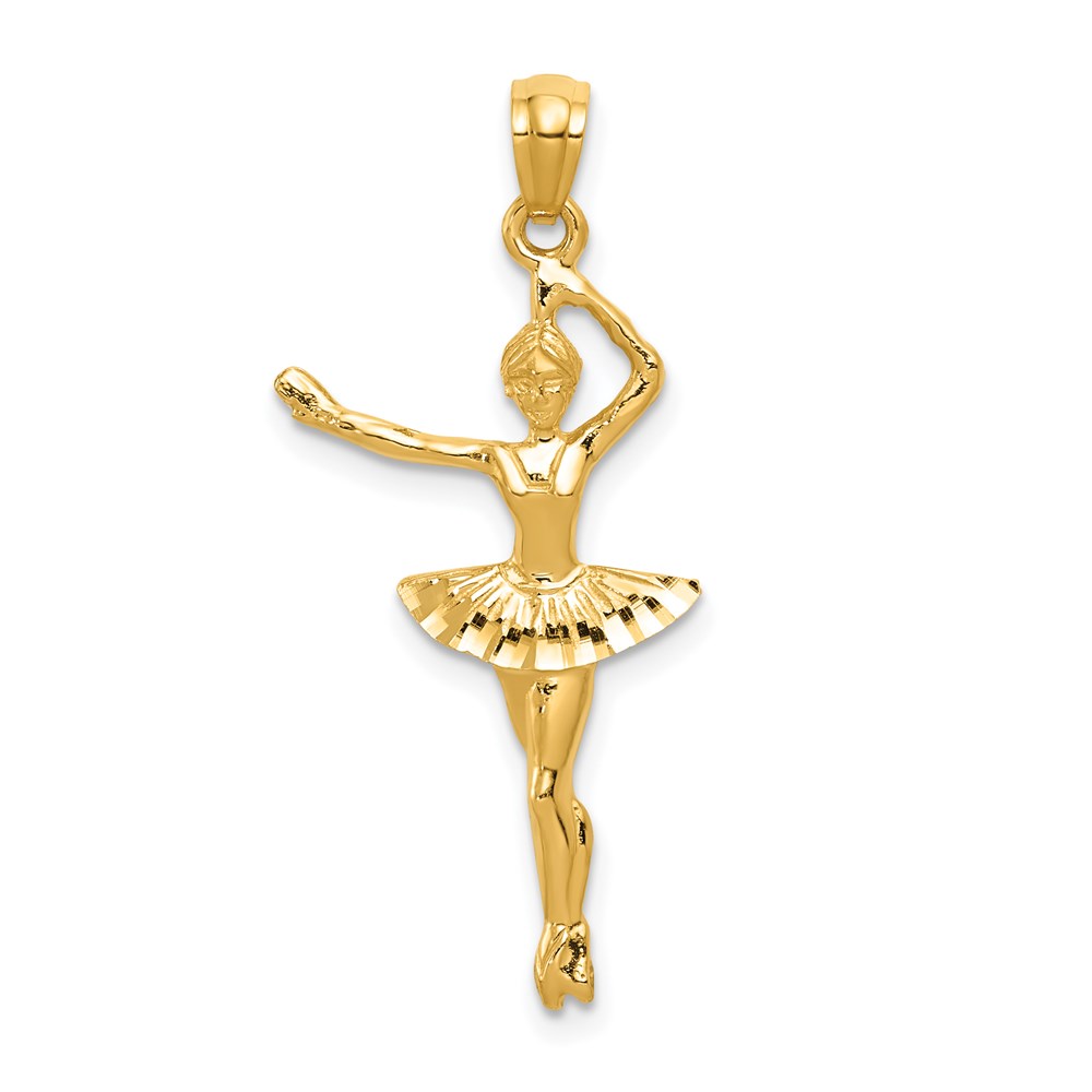 14k Yellow Gold Diamond Cut Ballet Dancer Pendant