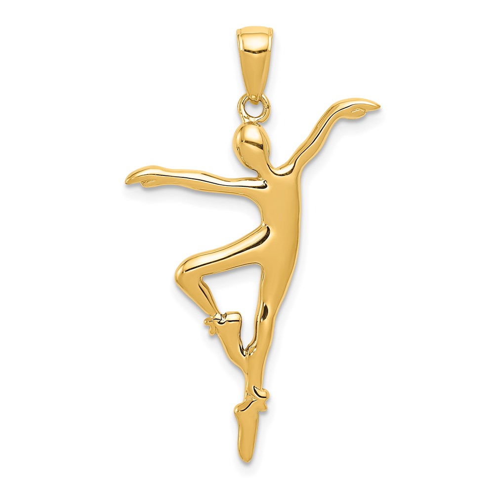 14k Yellow Gold 3D Modern Ballet Dancer Pendant