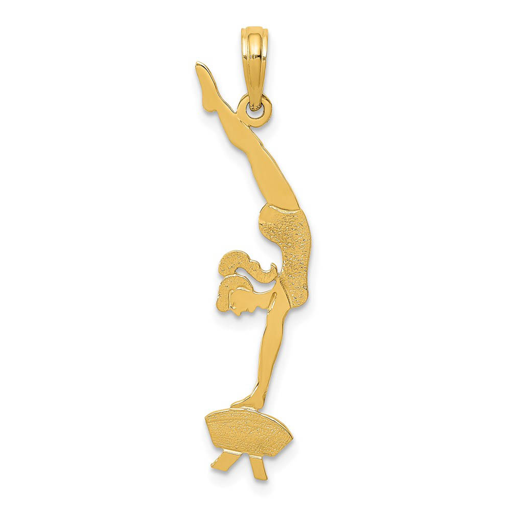 14k Yellow Gold Pummel Horse Gymnast Pendant