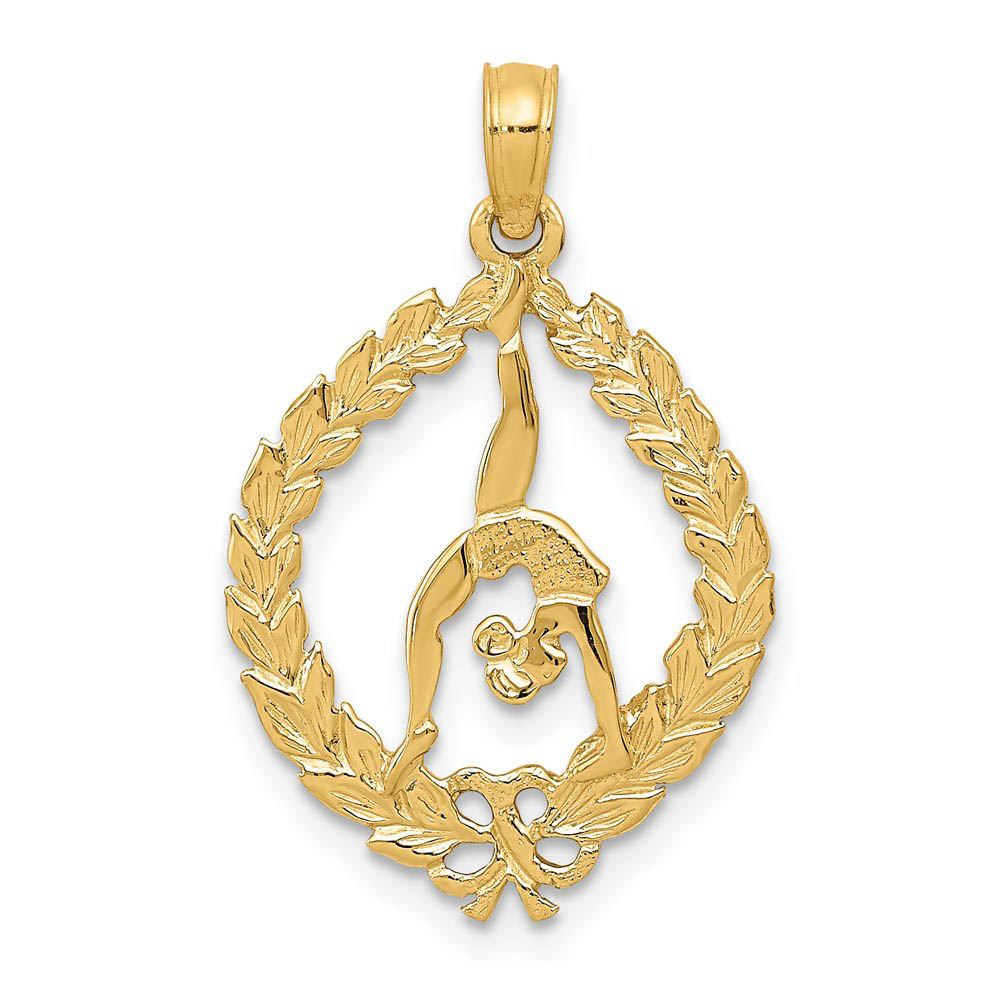 14k Yellow Gold Framed Gymnast Pendant