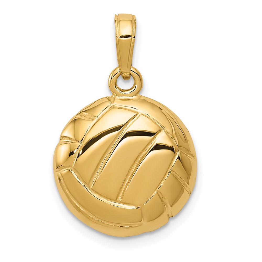 14k Yellow Gold Polished Volleyball Pendant, 15mm
