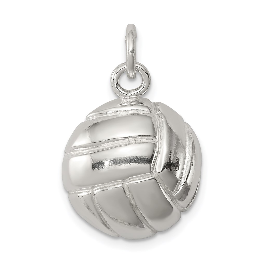 Sterling Silver Polished Volleyball Pendant, 15mm