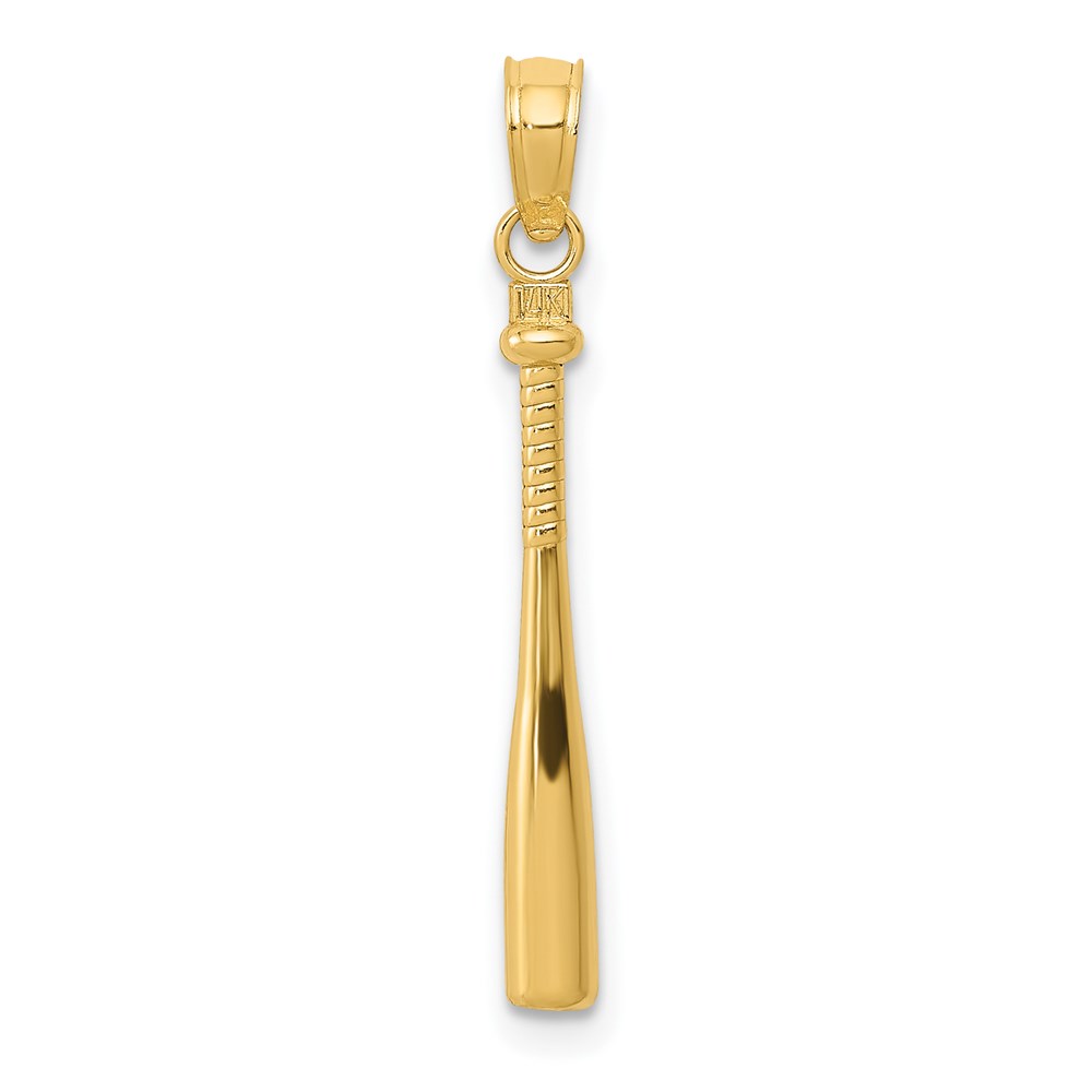 14k Yellow Gold 3D Baseball Bat Pendant