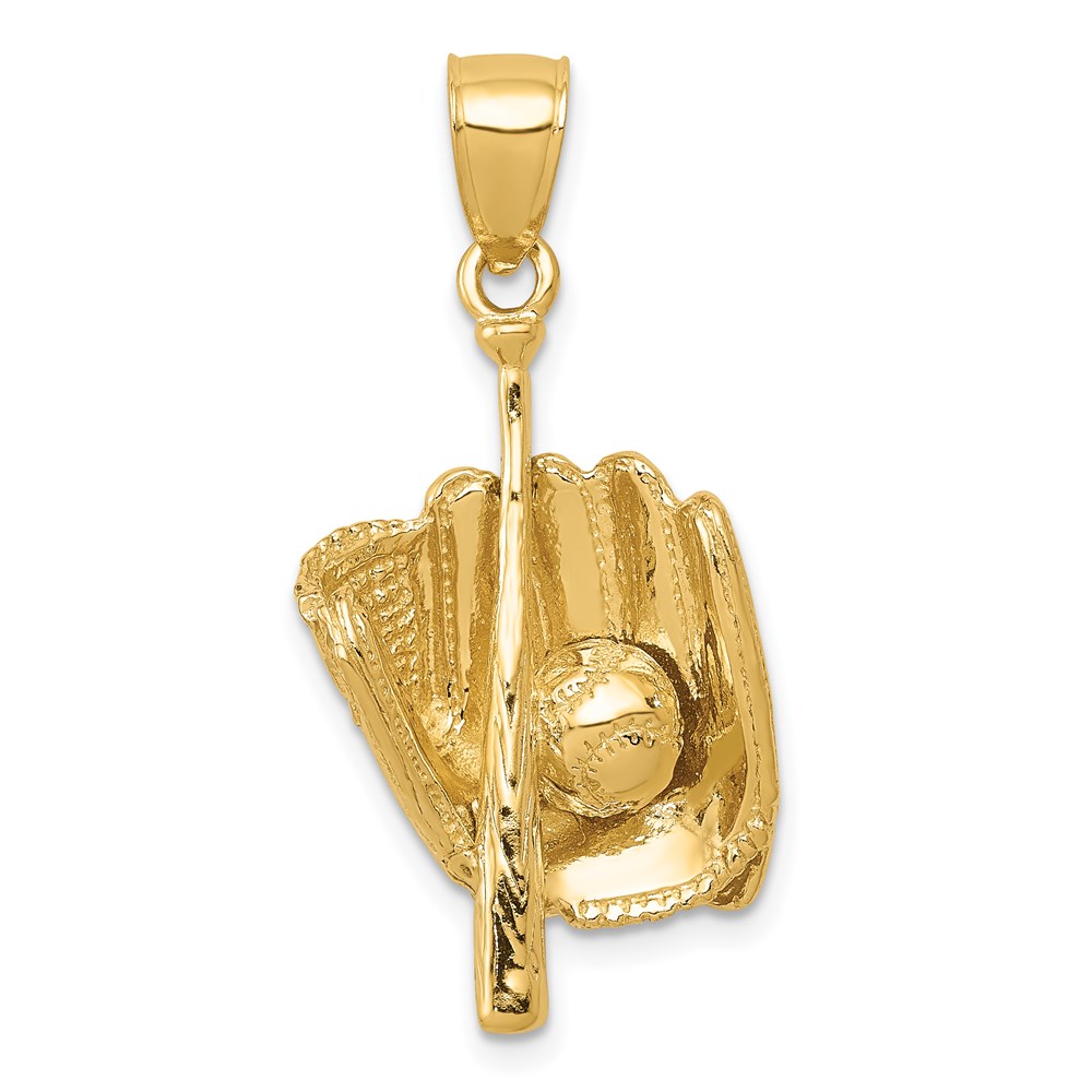 14k Yellow Gold Three Dimensional Baseball Pendant