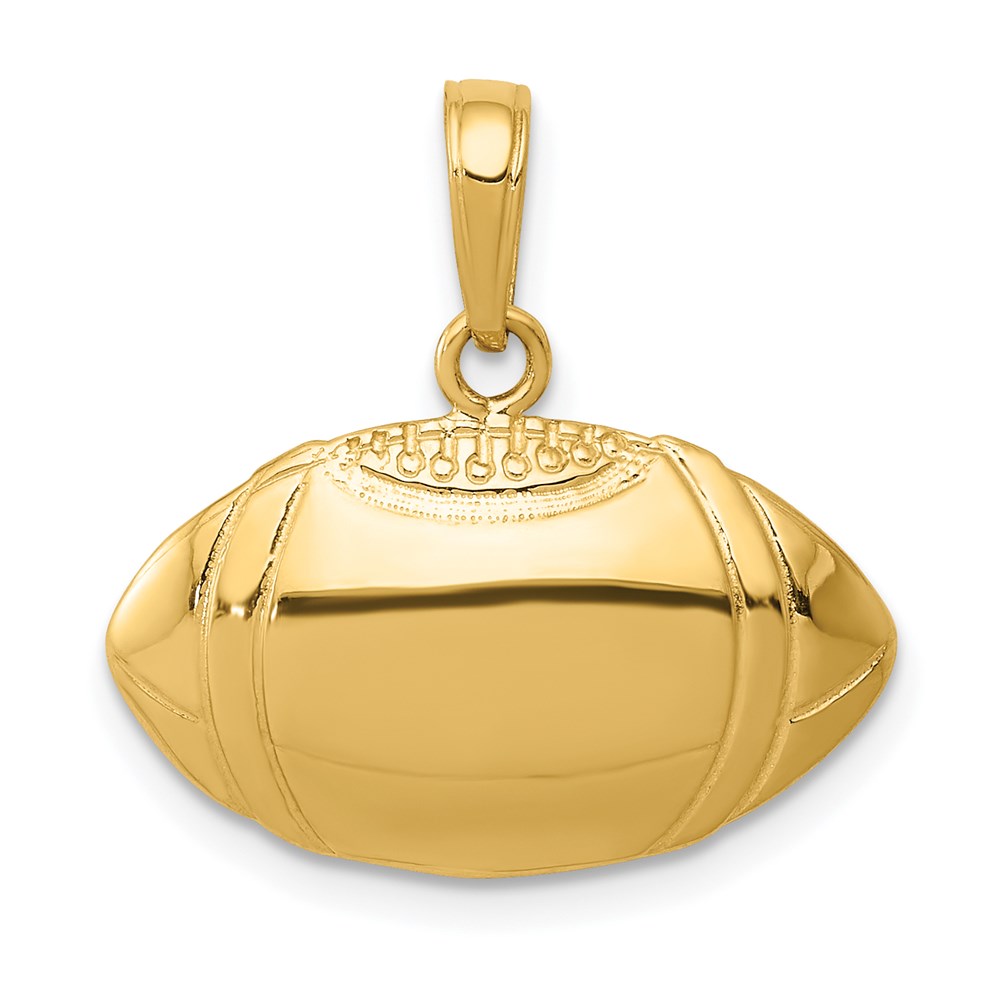 14k Yellow Gold Football Profile Pendant, 20mm