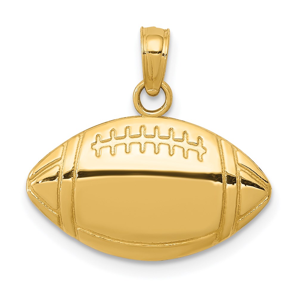 14k Yellow Gold Football Profile Pendant, 18mm