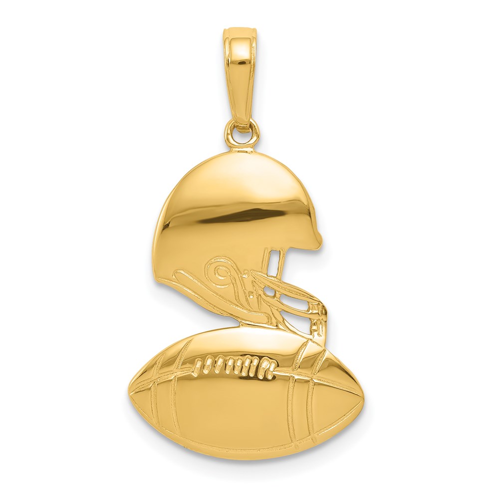 14k Yellow Gold Football and Helmet Pendant