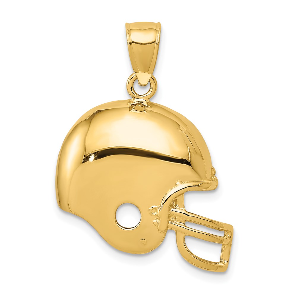 14k Yellow Gold Polished Football Helmet Pendant, 22mm