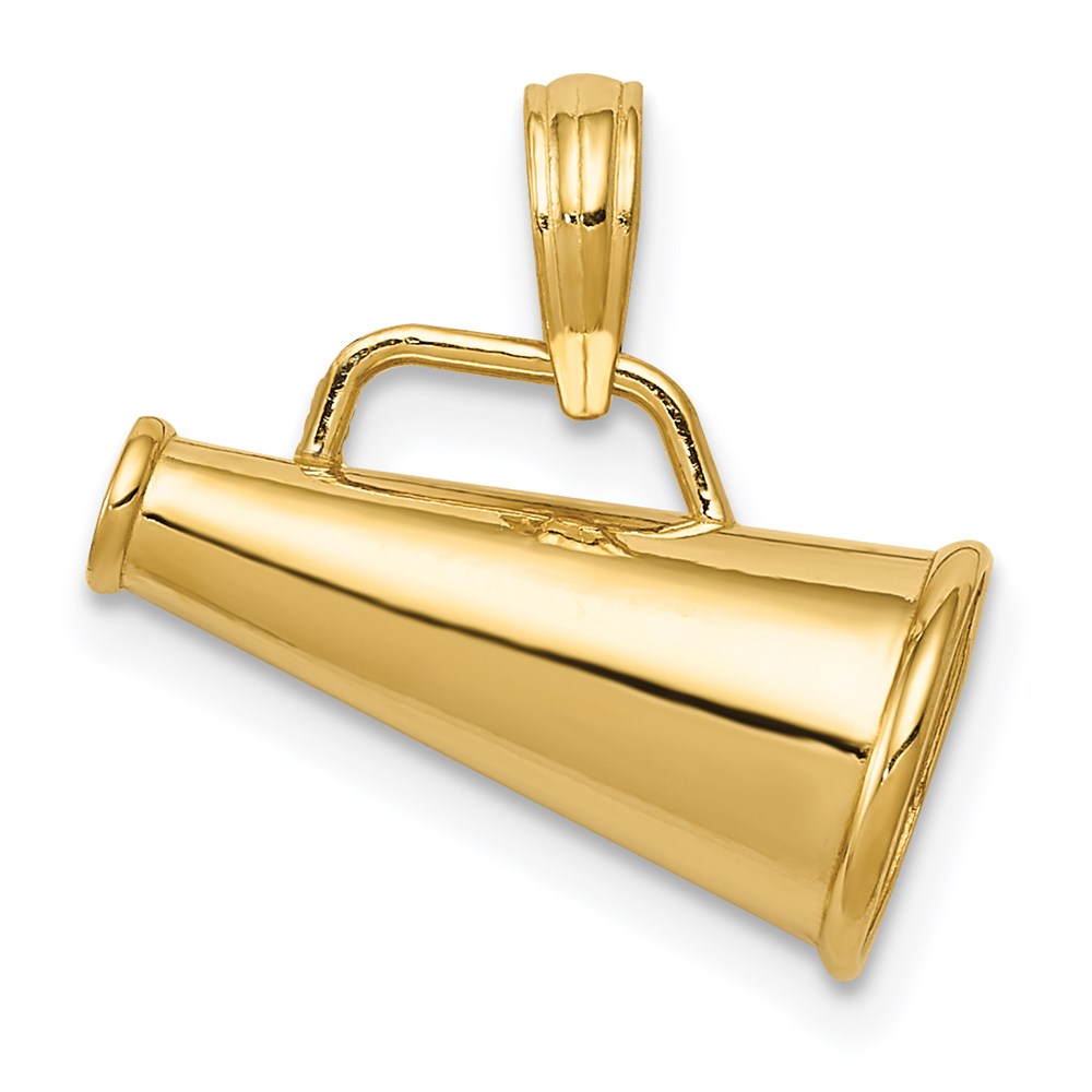 14k Yellow Gold 3D Polished Megaphone