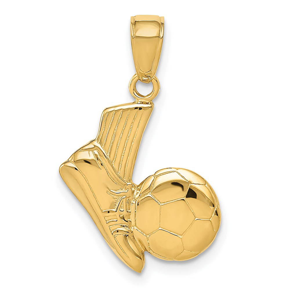 14k Yellow Gold Soccer Shoe and Ball Pendant