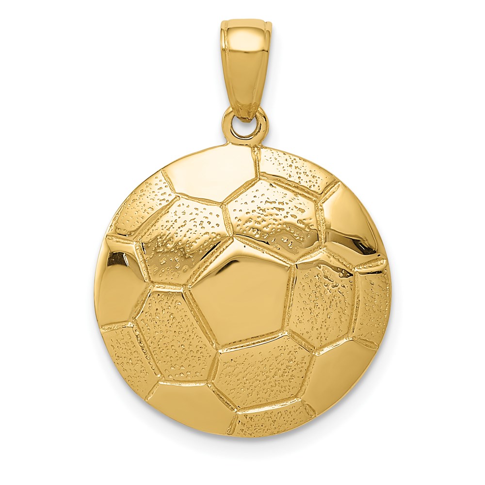 14k Yellow Gold Soccer Ball Pendant, 18mm