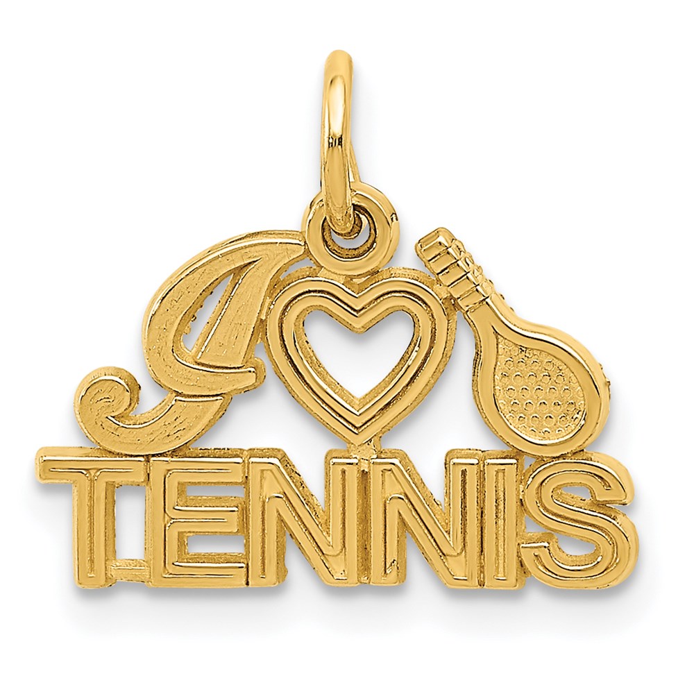 14k Yellow Gold I Heart Tennis Script Pendant
