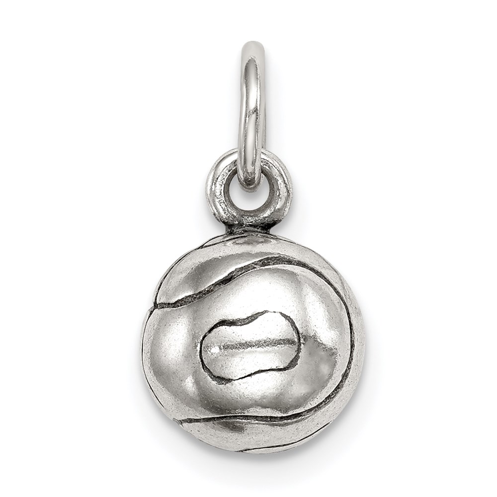 Sterling Silver 9mm Antiqued 3D Tennis Ball Charm