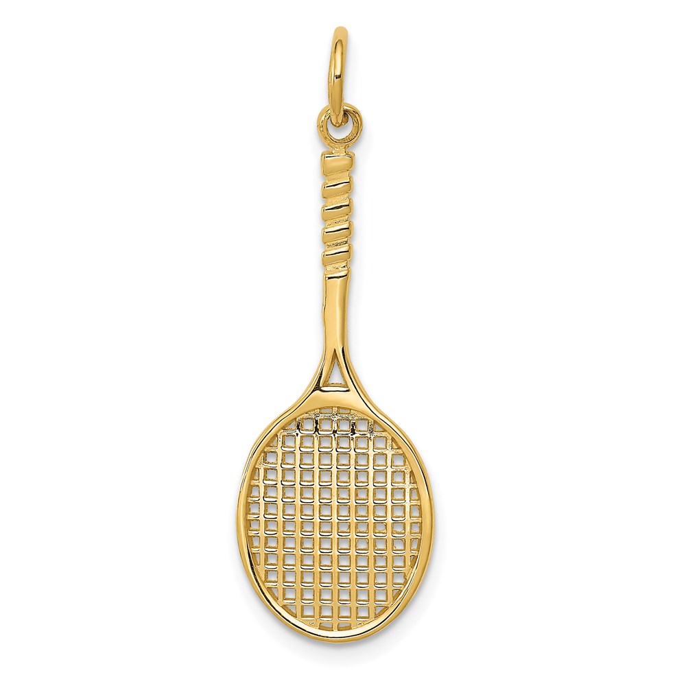 14k Yellow Gold Tennis Racquet Pendant