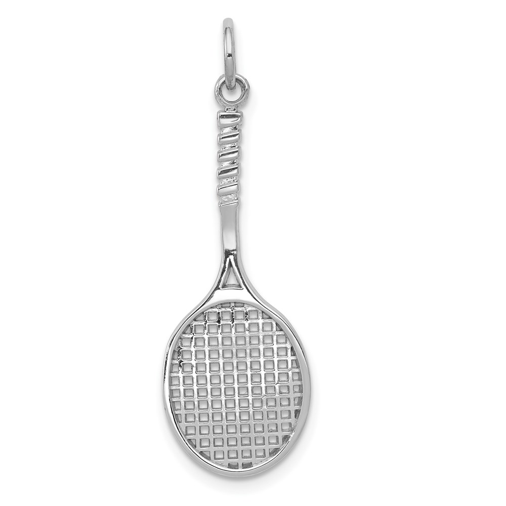 14k White Gold Tennis Racquet Pendant