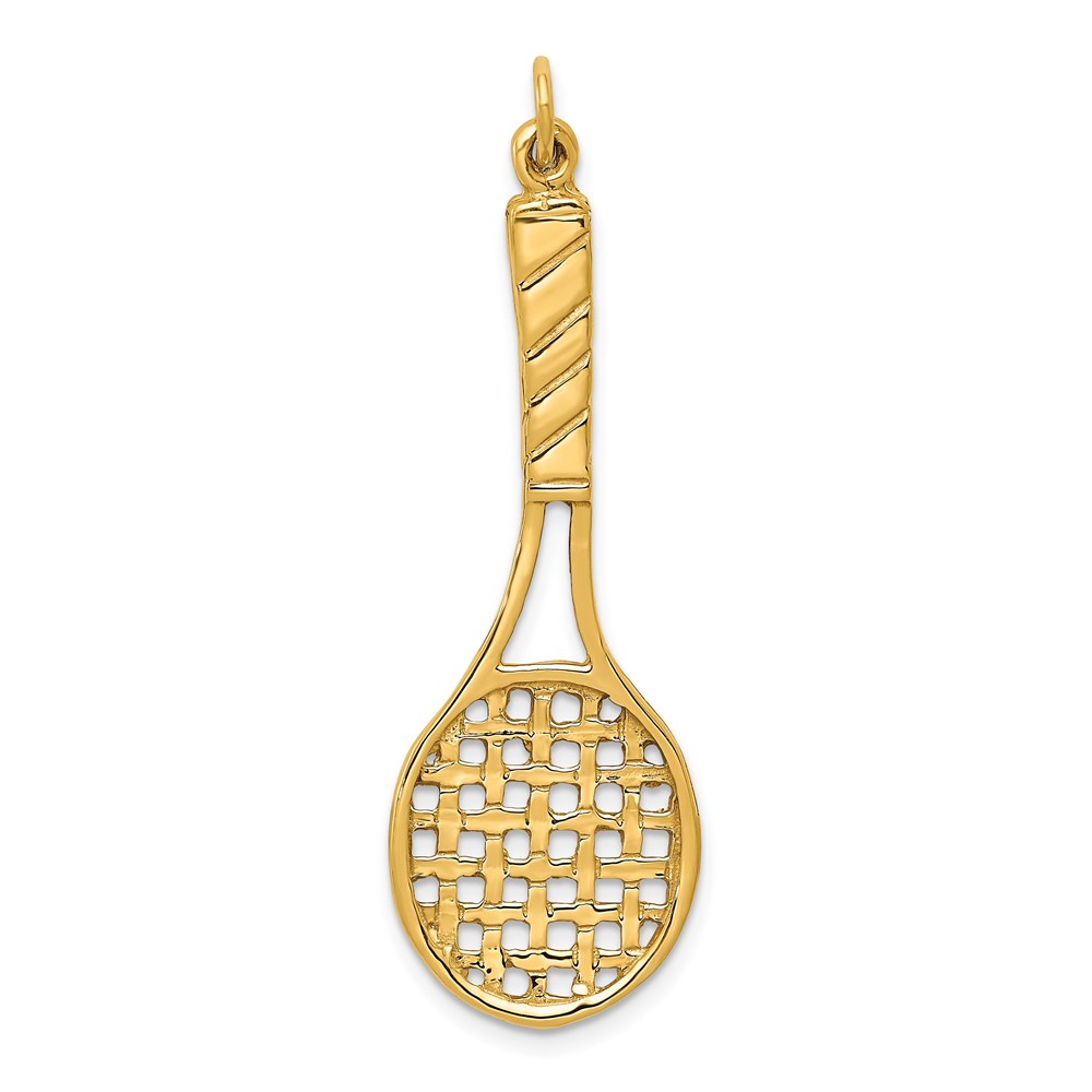 14k Yellow Gold 3D Tennis Racquet Pendant