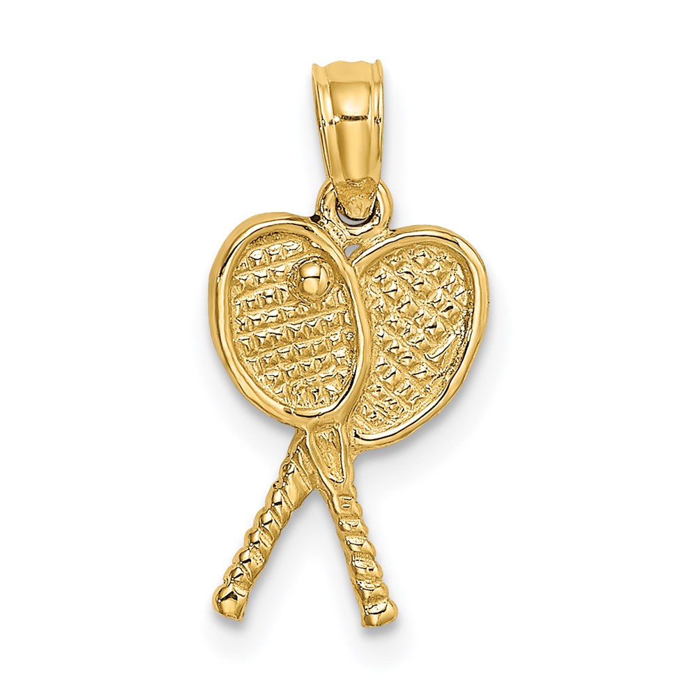 14k Yellow Gold Petite Tennis Racquets Pendant