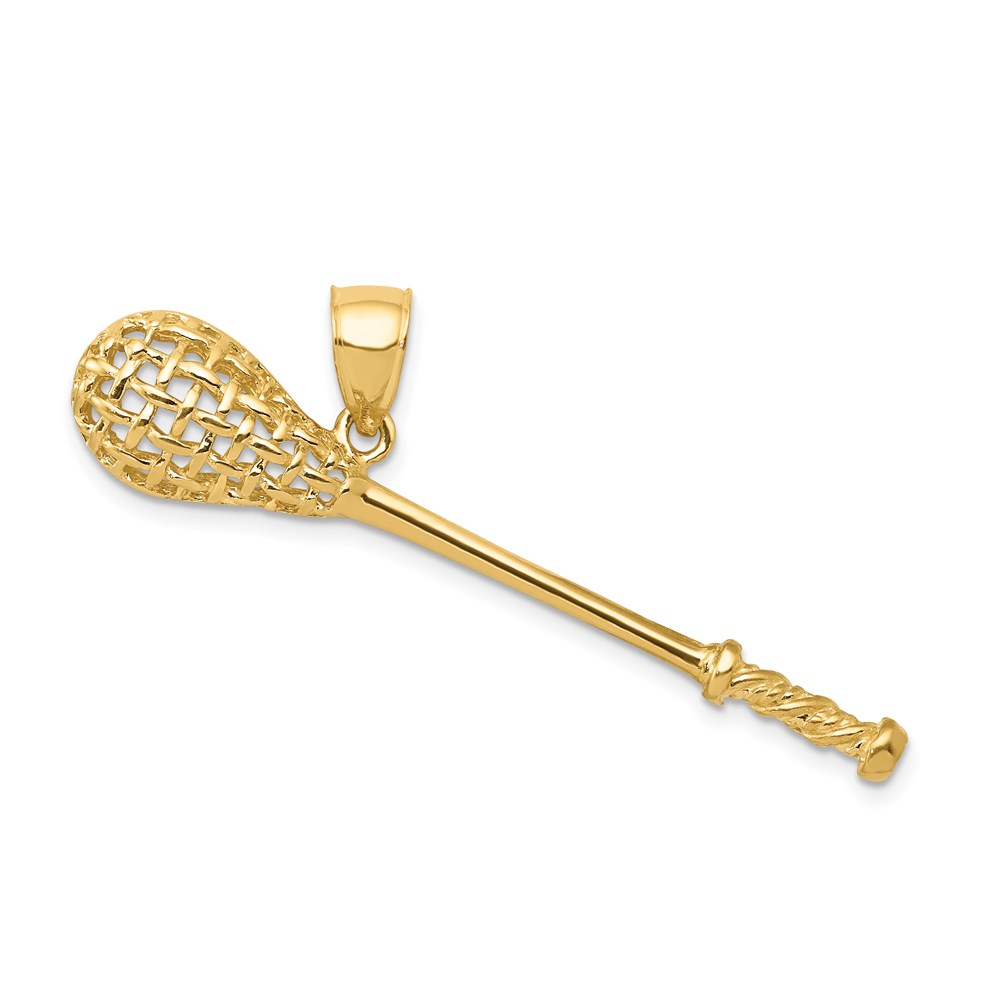14k Yellow Gold 3D Lacrosse Stick Pendant