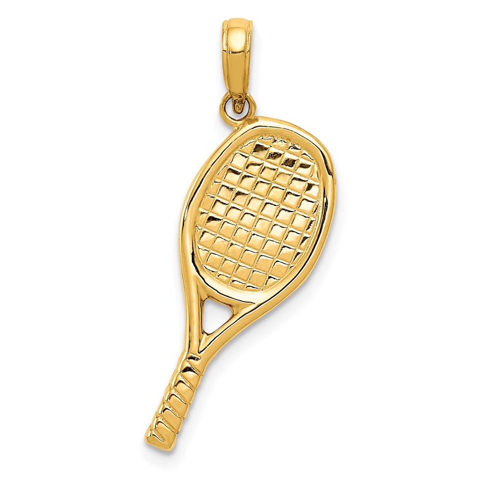 14k Yellow Gold Three Dimensional Racquetball Pendant