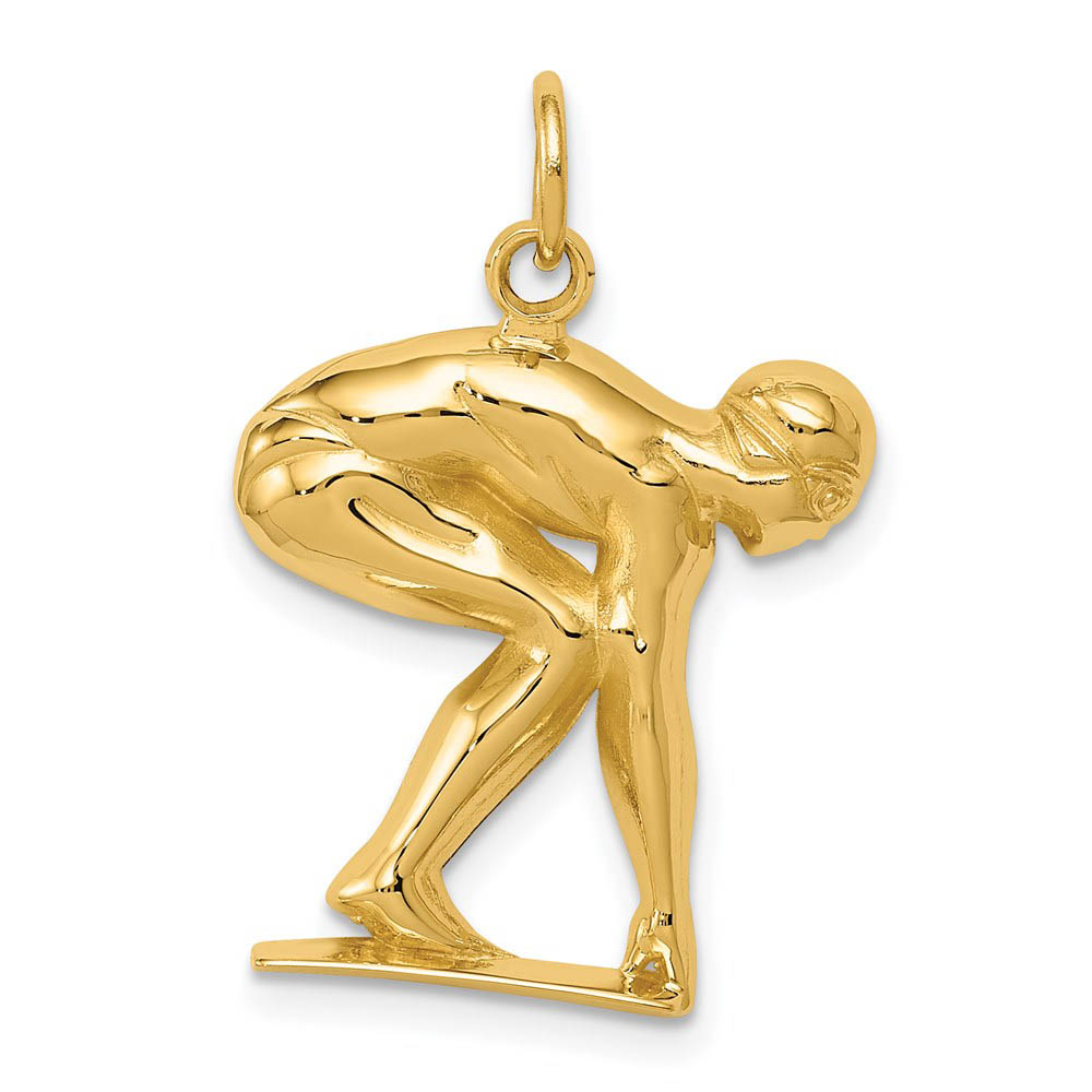 14k Yellow Gold Swimmer / Diver Pendant