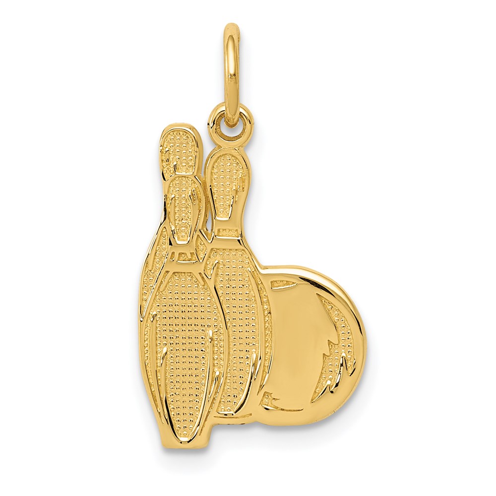 14k Yellow Gold Bowling Pins and Ball Pendant