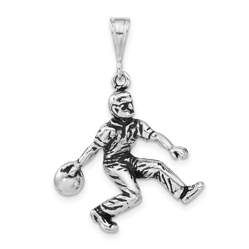Sterling Silver Antiqued Bowler Pendant