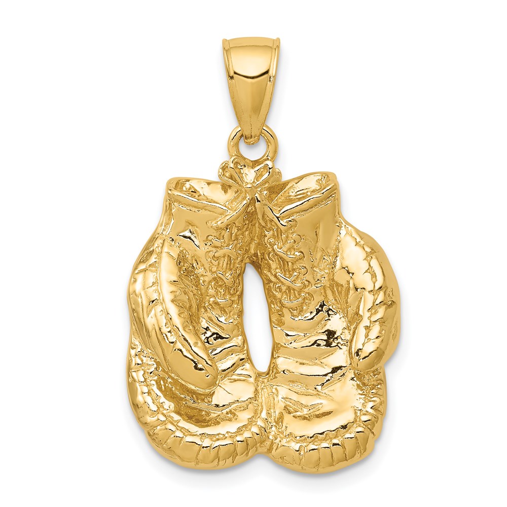 14k Yellow Gold Polished Boxing Gloves Pendant