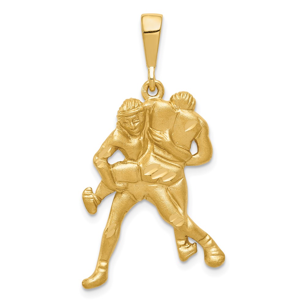 14k Yellow Gold Satin Wrestlers Pendant