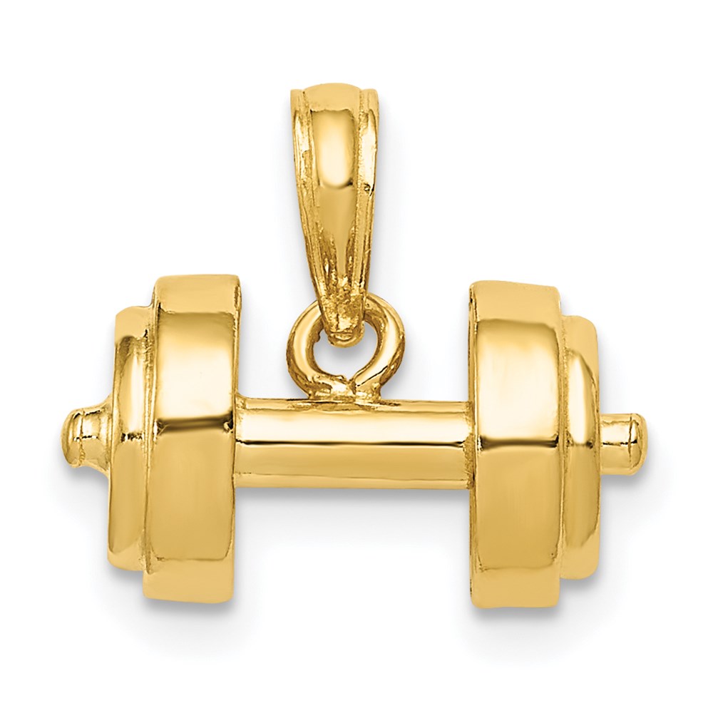 14k Yellow Gold 3D Dumbbell Pendant