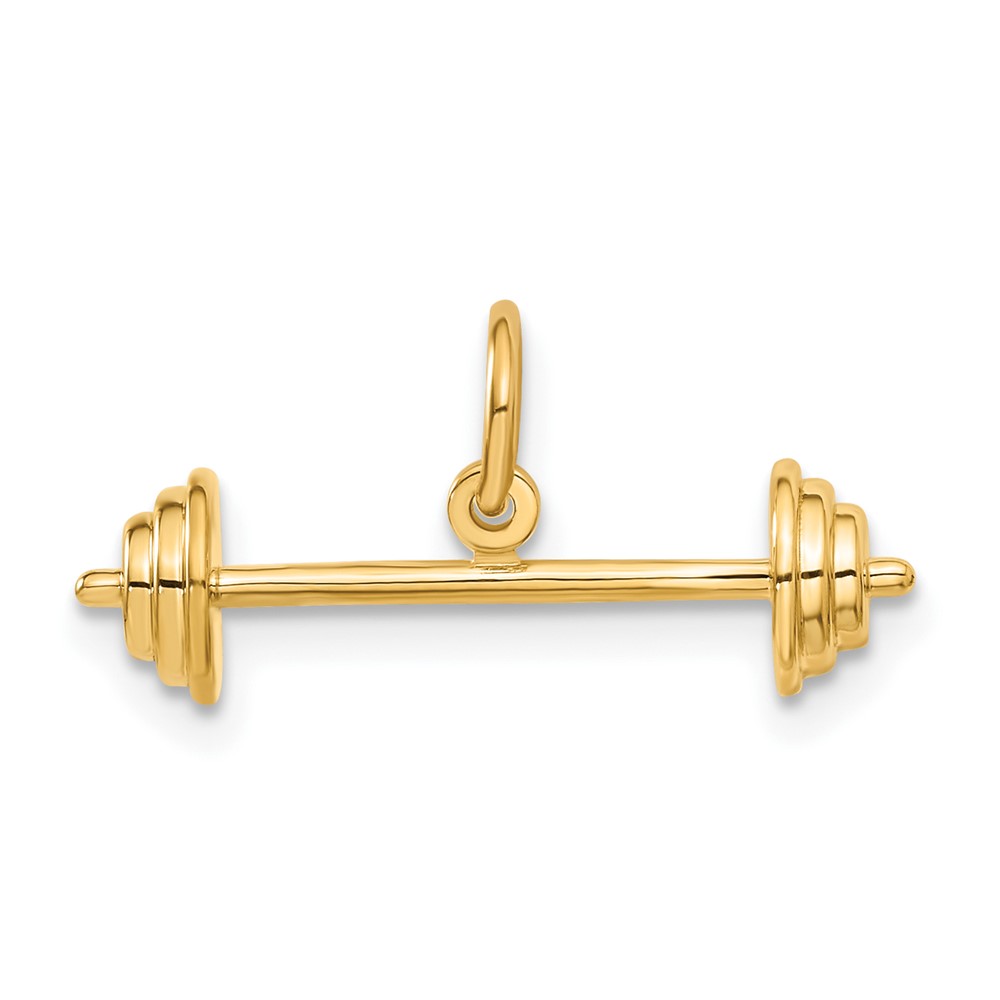 14k Yellow Gold 3D Barbell Charm