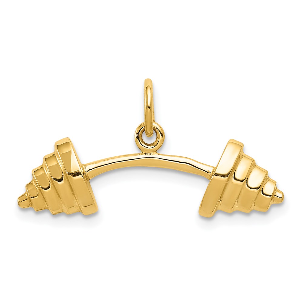 14k Yellow Gold Curved Barbell Pendant