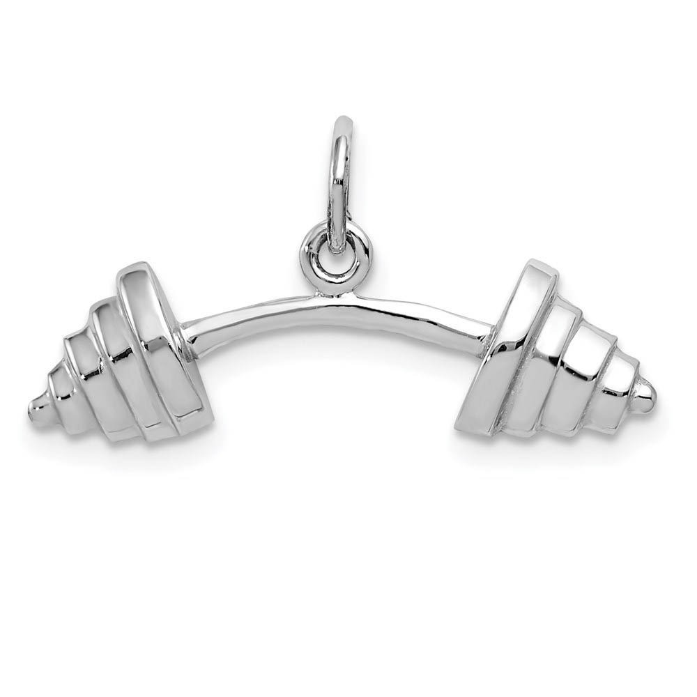 14k White Gold Curved Barbell Pendant