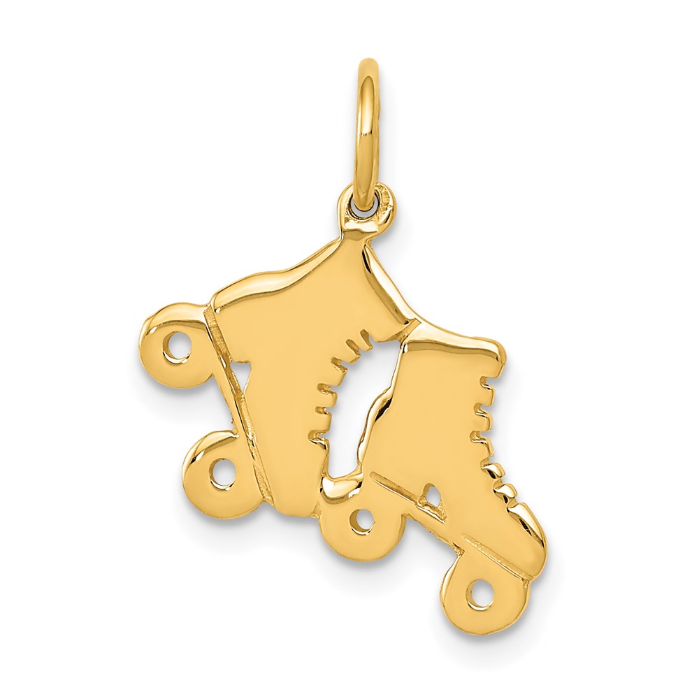 14k Yellow Gold Polished Roller Skates Charm