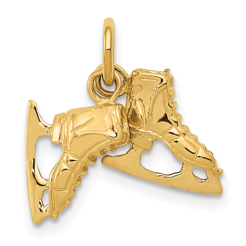 14k Yellow Gold 3D Pair of Ice Skates Charms