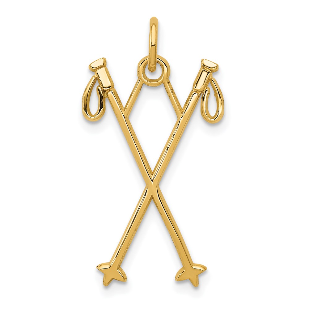 14k Yellow Gold Crossed Ski Poles Pendant