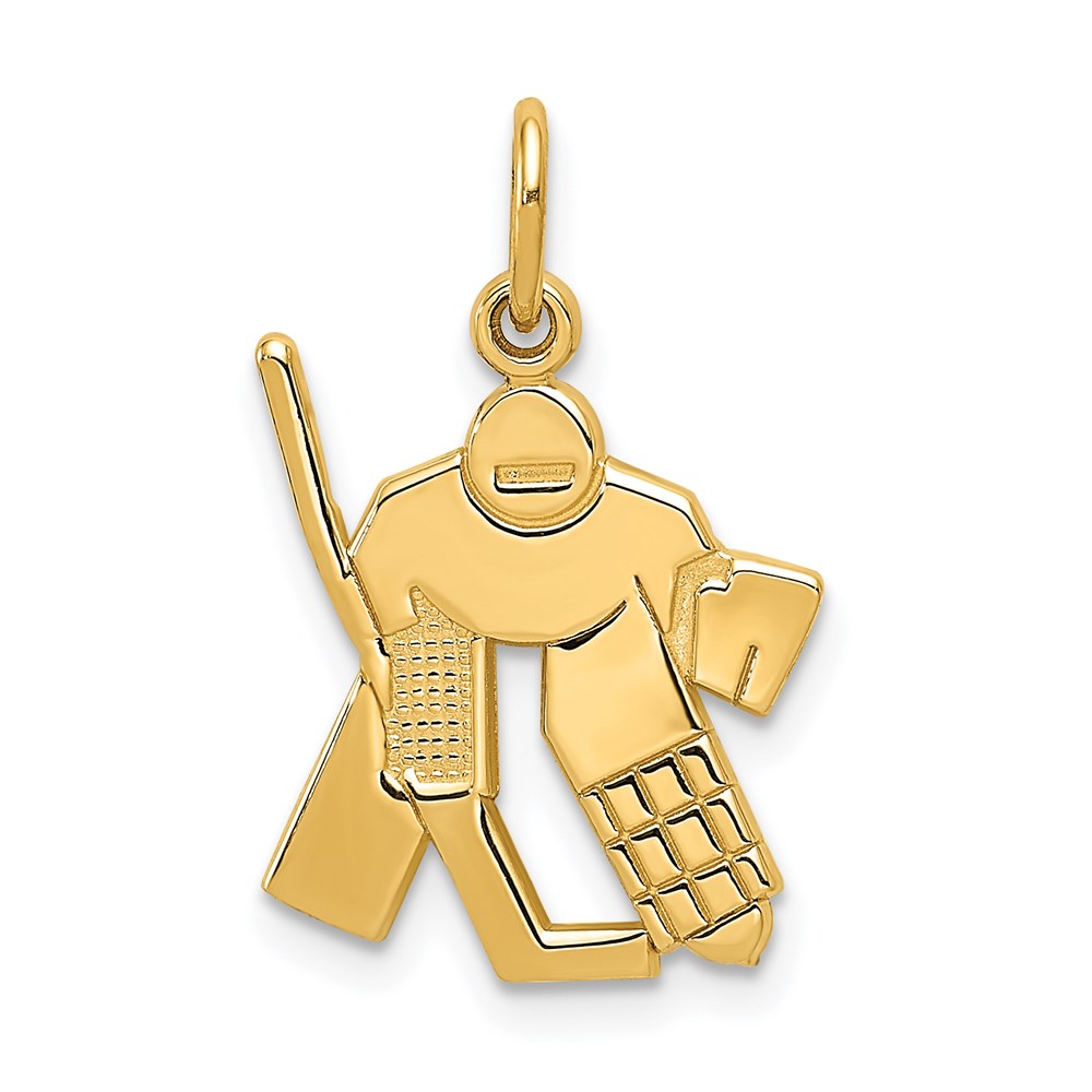 14k Yellow Gold Satin Hockey Goalie Charm