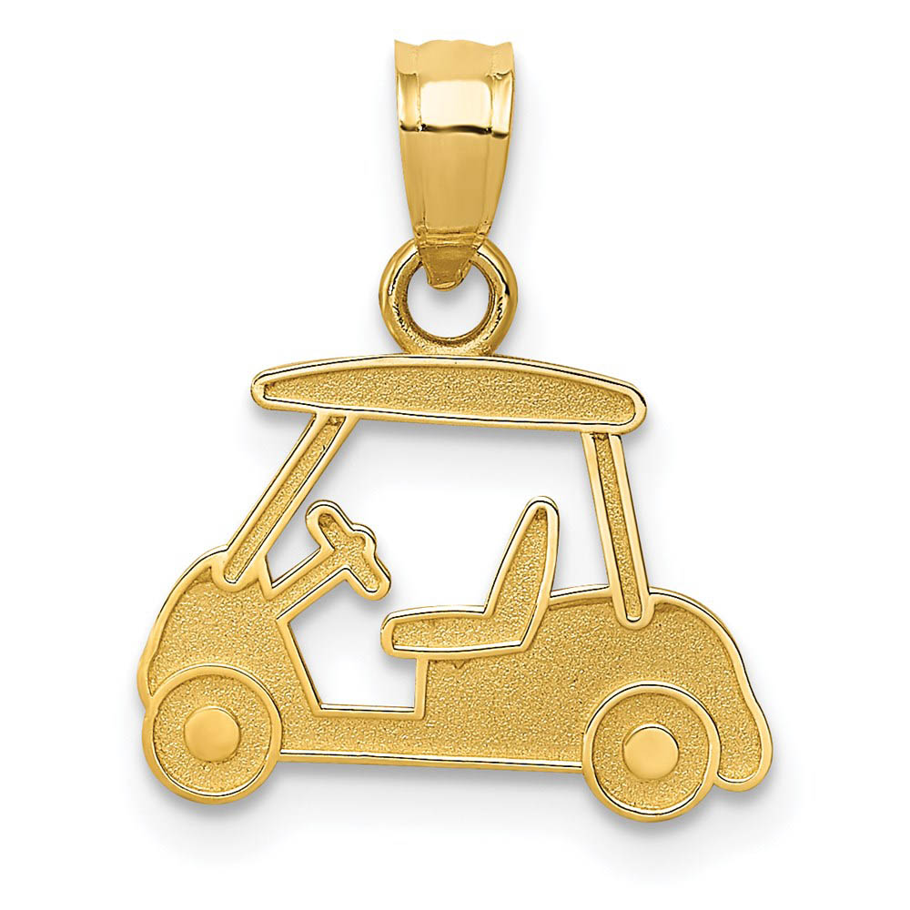 14k Yellow Gold Satin Golf Cart Pendant